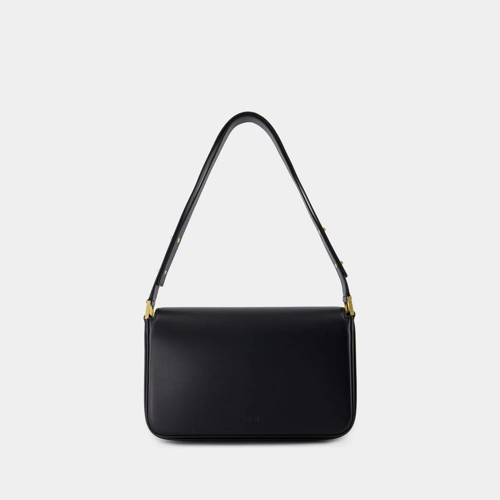 Patou Klassieke Zwarte Leren Schoudertas Black Dames