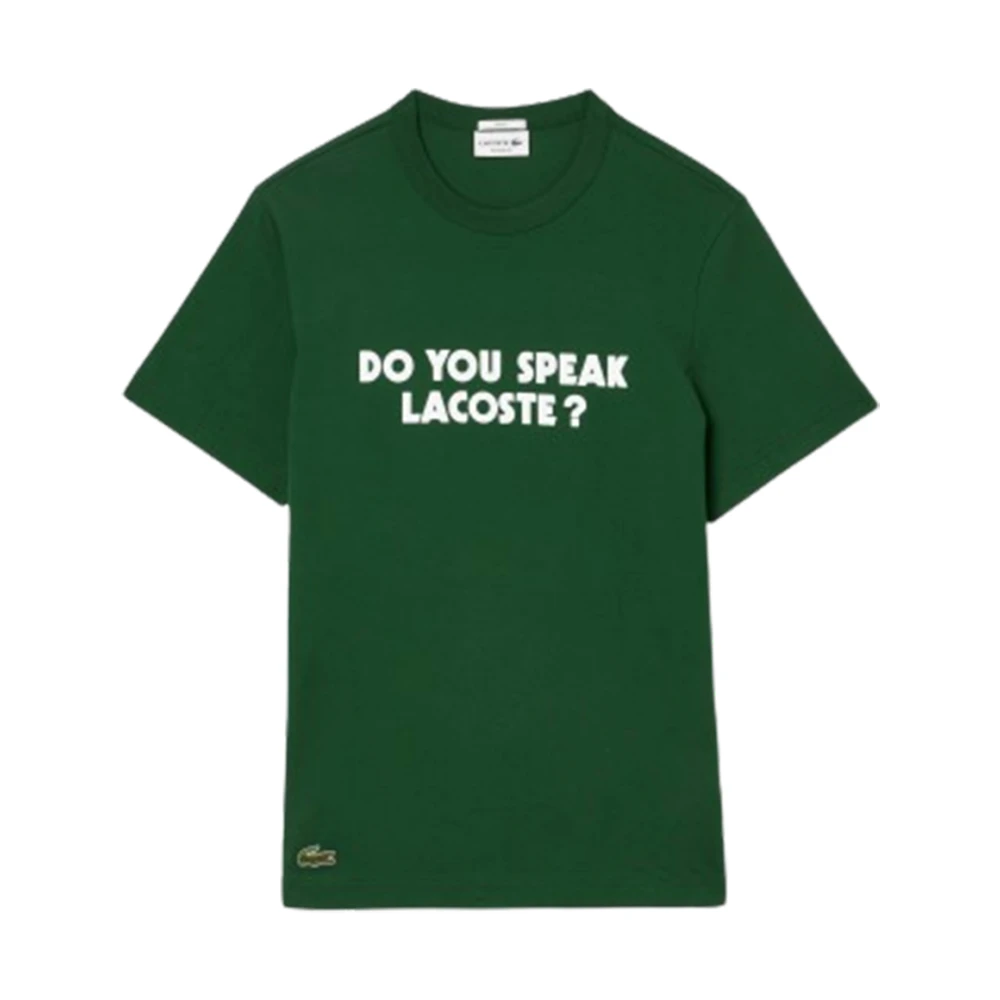 Lacoste Katoenen Jersey T-shirt met Piqué Slogan Green Heren