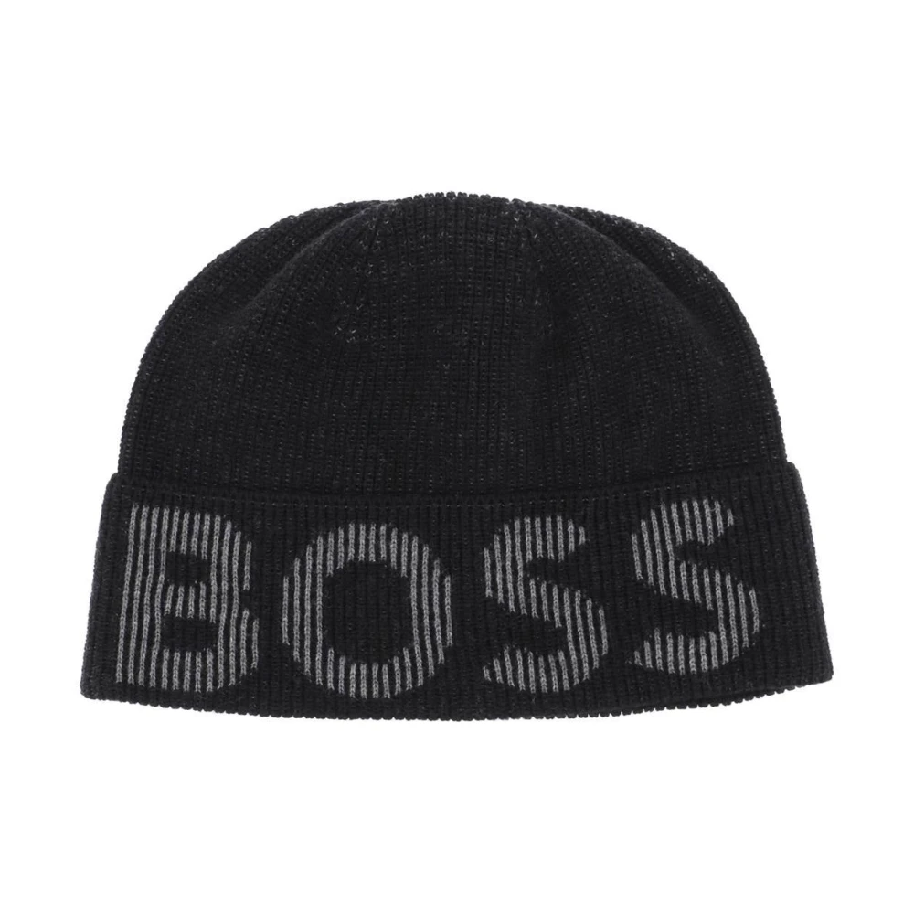Hugo Boss Logo Beanie Muts Black Heren
