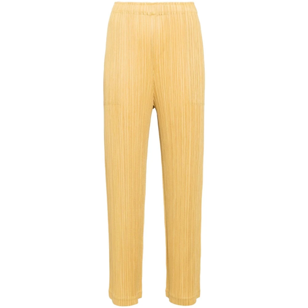 Issey Miyake Casual Katoenen Broeken voor Mannen Yellow Dames