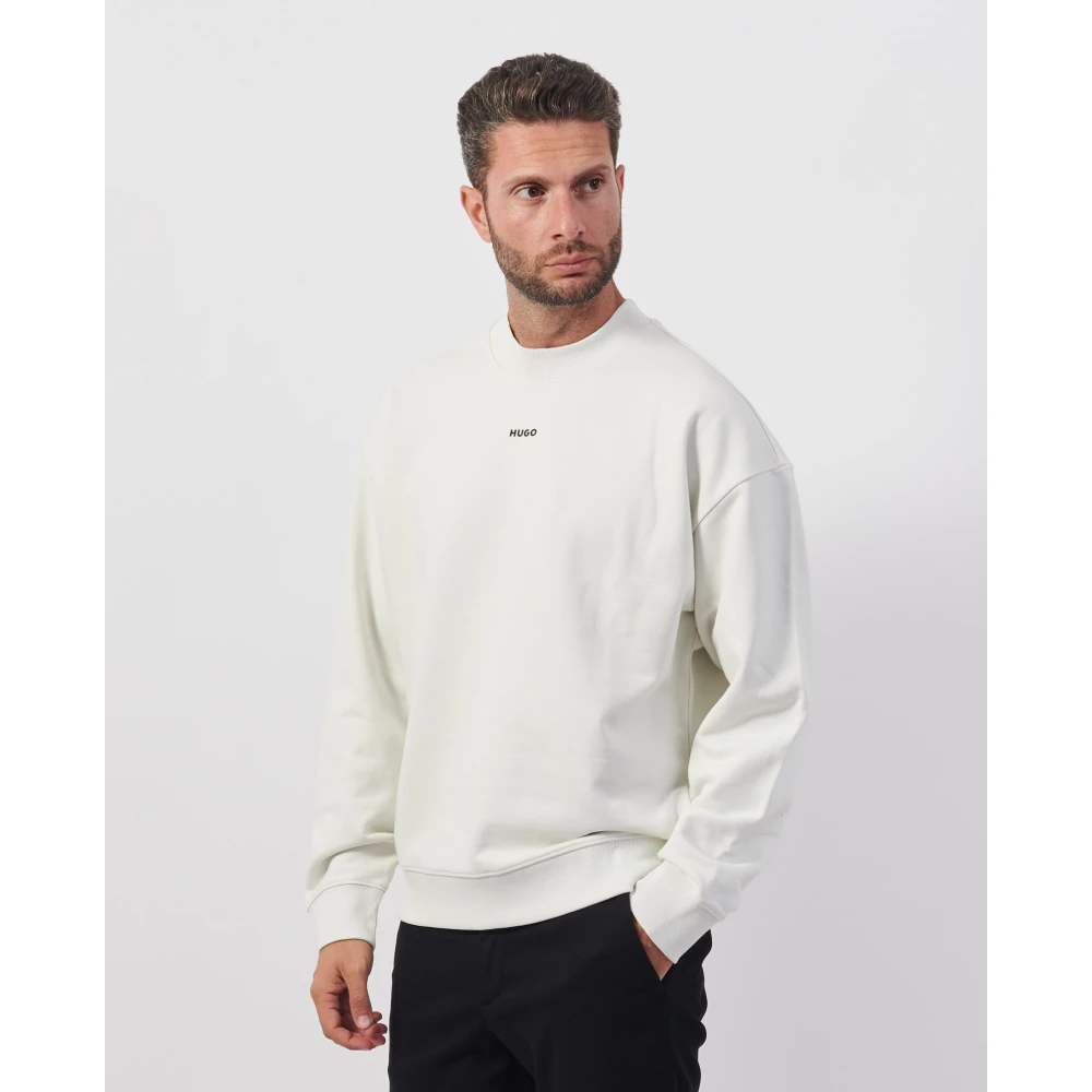 Hugo Boss Witte Crewneck Katoenen Trui White Heren