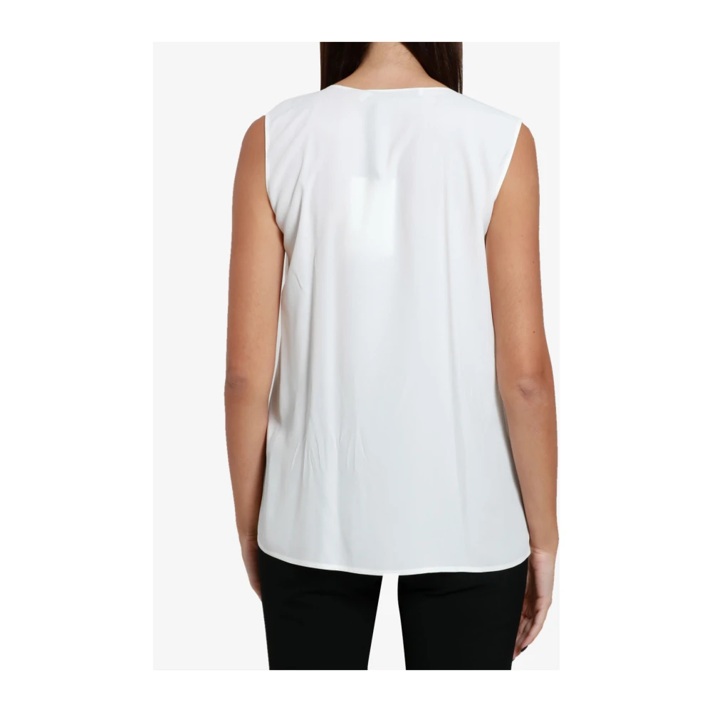 Simona Corsellini Mouwloze Viscose Top met Brede Schouderbandjes White Dames