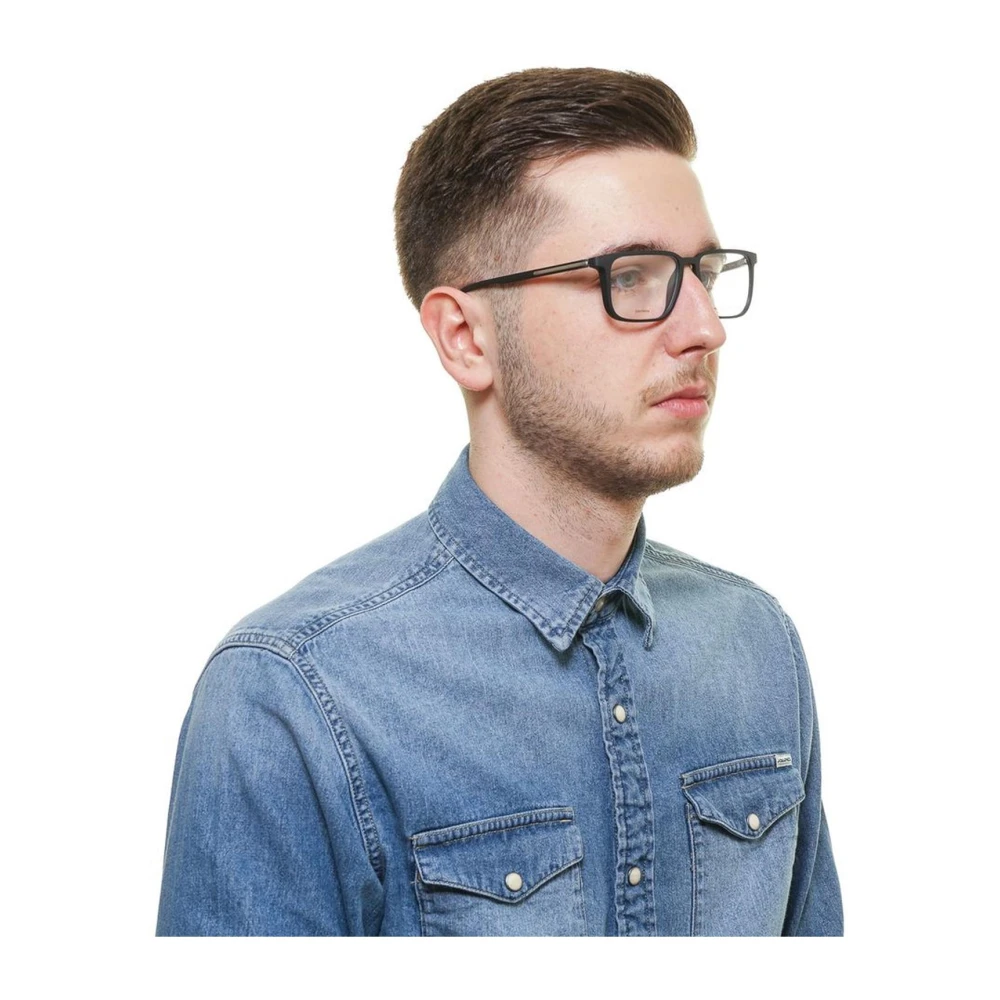 Porsche Design Zwarte Vierkante Optische Frames met Plastic Lenzen Black Heren