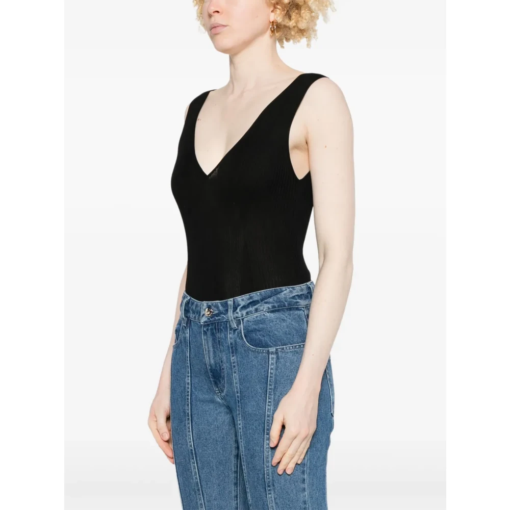 Golden Goose V-Neck Bodysuit met Dubbele Ster Black Dames
