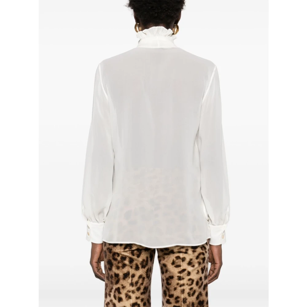 Tom Ford Witte Plissé shirt met diepe V-hals White Dames