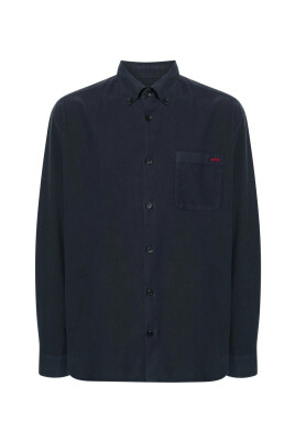 chemise-bleue-en-coton-oxford-a-boutons