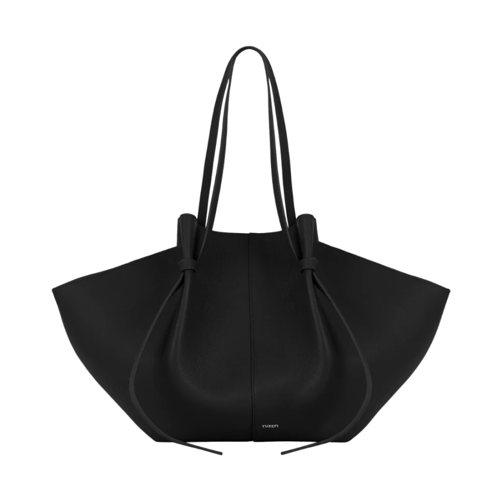 Yuzefi Women's Black Shopping Bags, One Size, Large Mochi Pebble Grain Leather