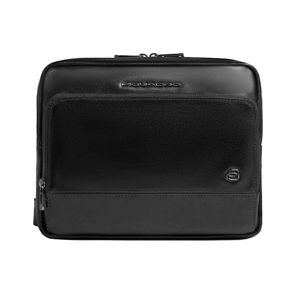 Piquadro Homme Noir Sacs, Taille: One Size Sac Bandoulière Pour Ipad® En Cuir Avec Protection Rfid