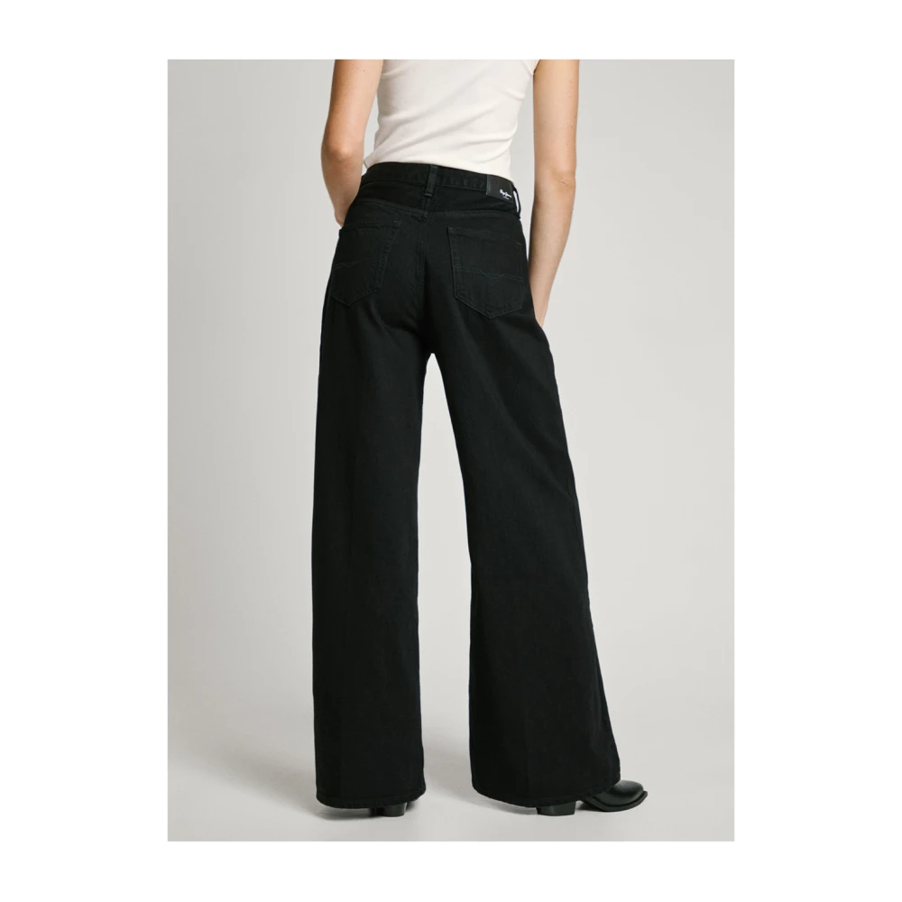 Pepe Jeans Wijde Pijp Hoge Taille Zwarte Jeans Black Dames