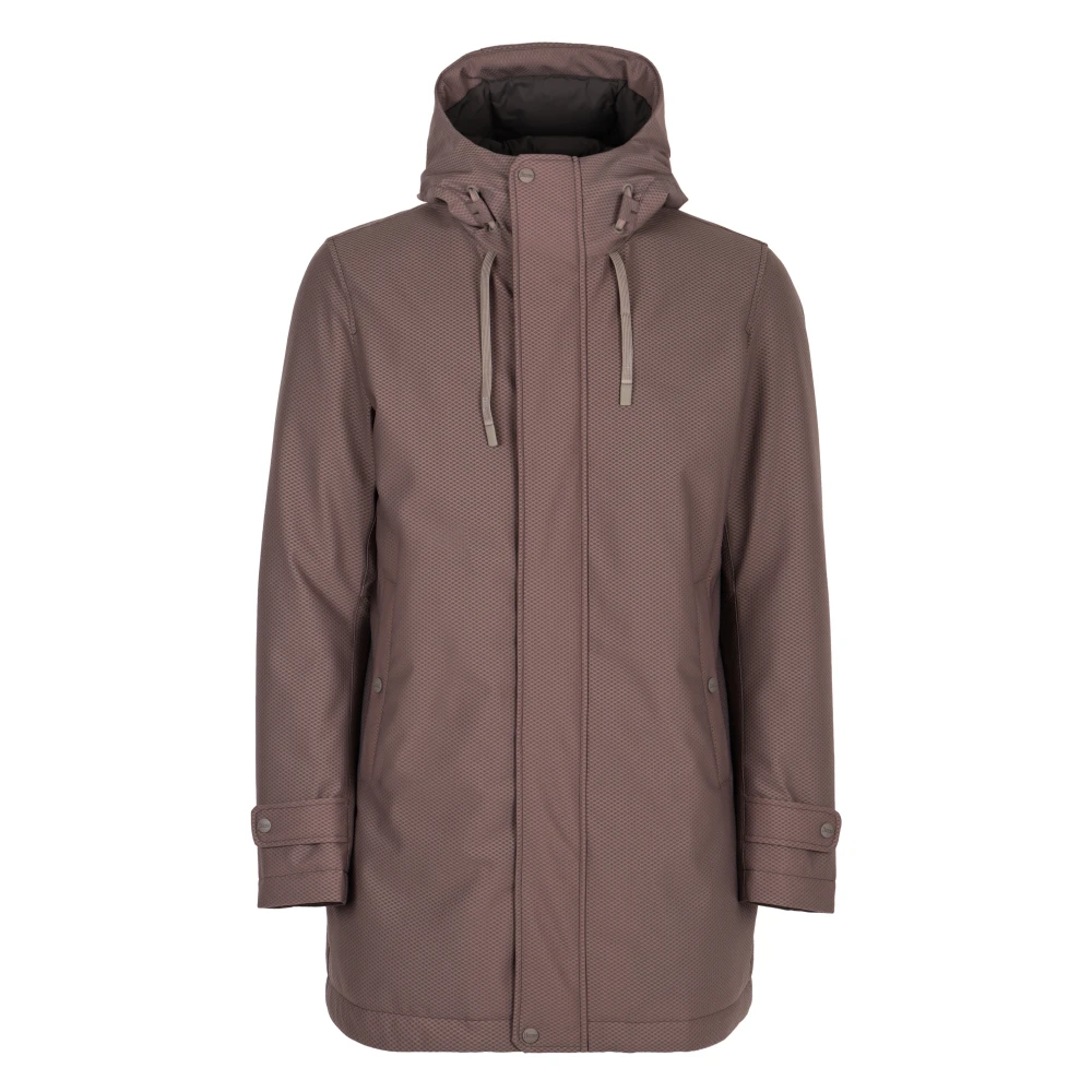 Herno Gevoerde Parka van Technische Stof met Capuchon Brown Heren