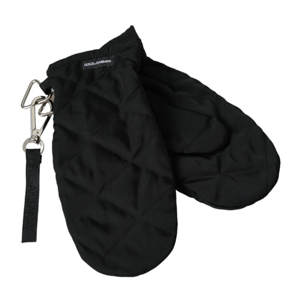 Dolce & Gabbana Zwarte Gewatteerde Nylon Wanten Black Dames