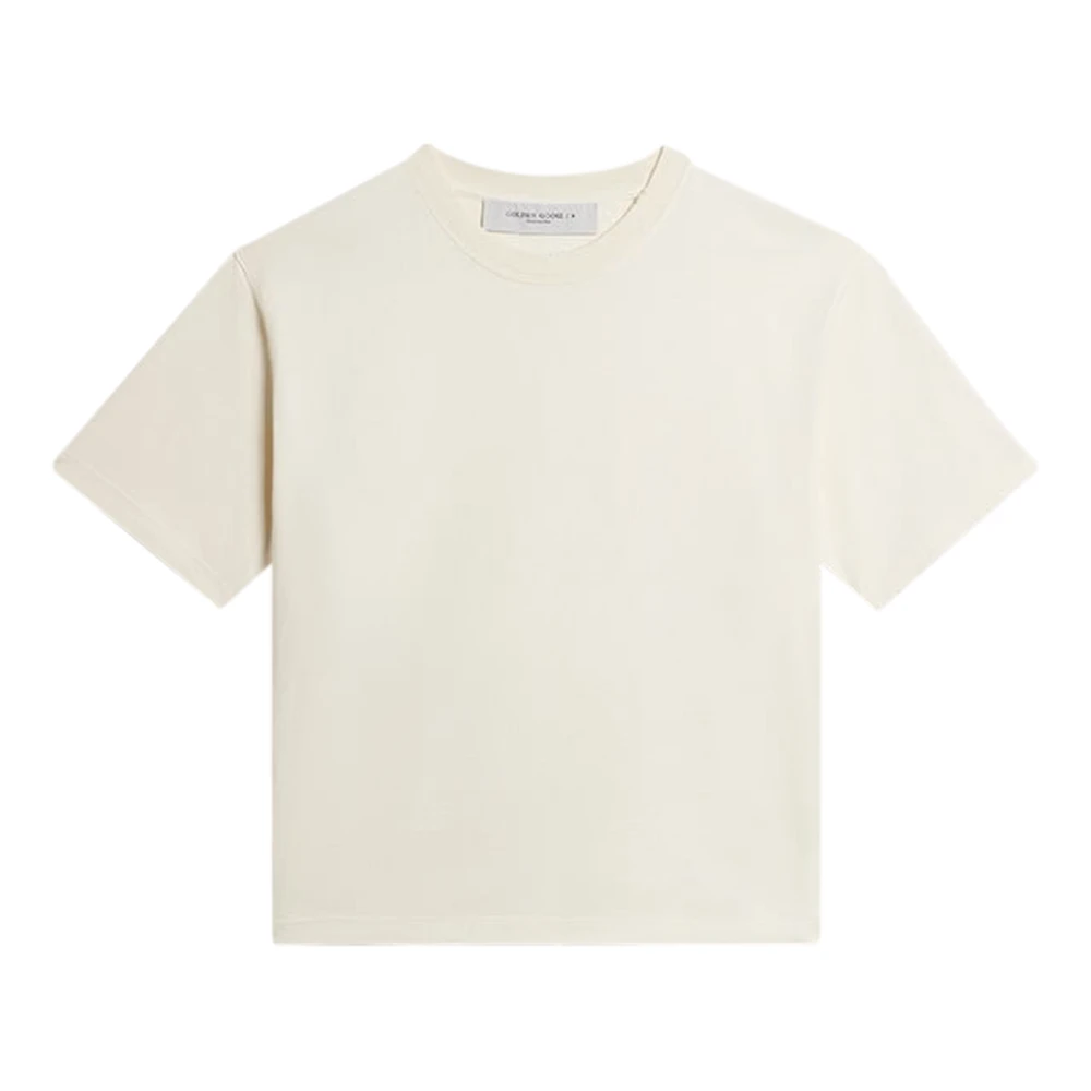 Golden Goose Women's Beige T-Shirts, S, T-Shirt With Reverse Logo On The Back