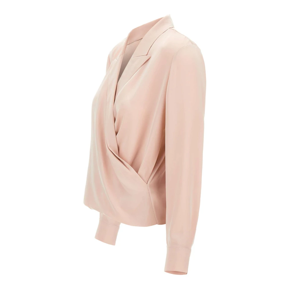 Theory Zijden Blouse Roze Wrap Stijl Pink Dames