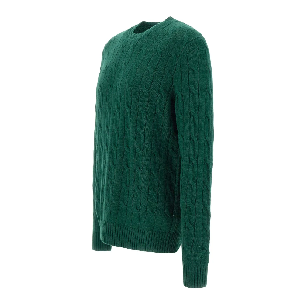 MC2 Saint Barth Groene Kabeltrui van Wol Green Heren
