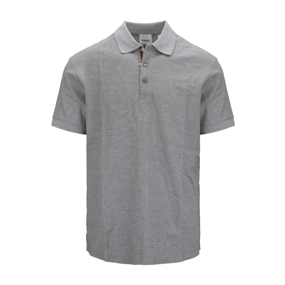 Burberry Men's Gray Button Polo Shirt - Polo Shirts - L - Tops