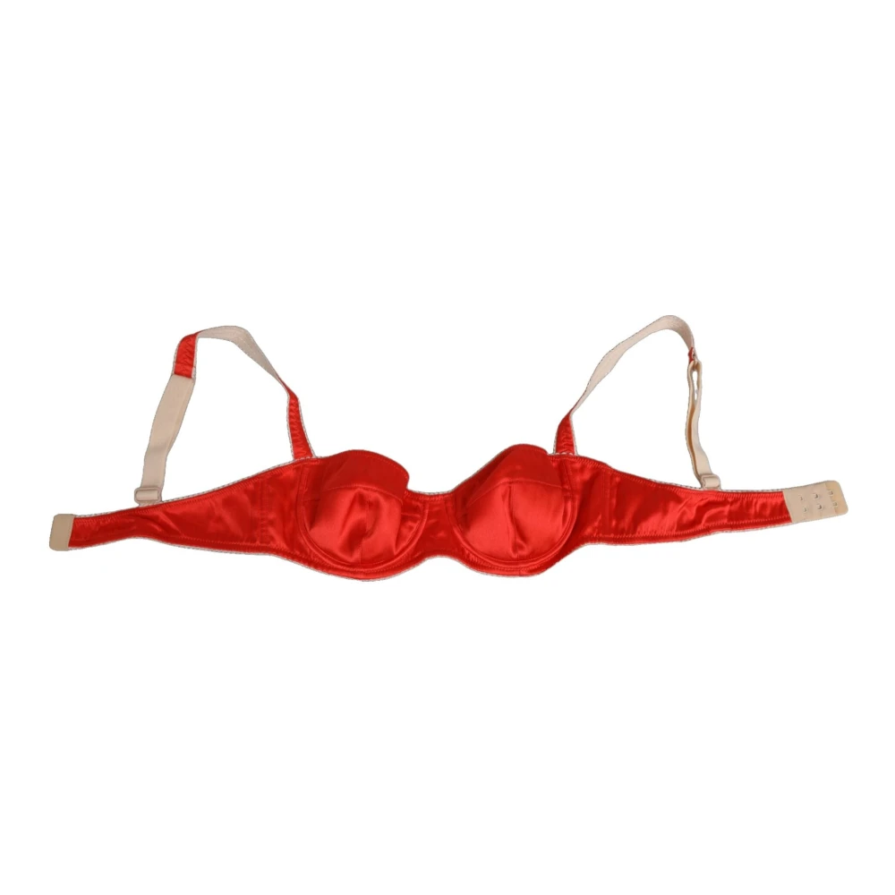 Dolce & Gabbana Vrouw Rood Ondergoed Dames, M, Satijn, Rode Zijden Satijnen Balconette Beha