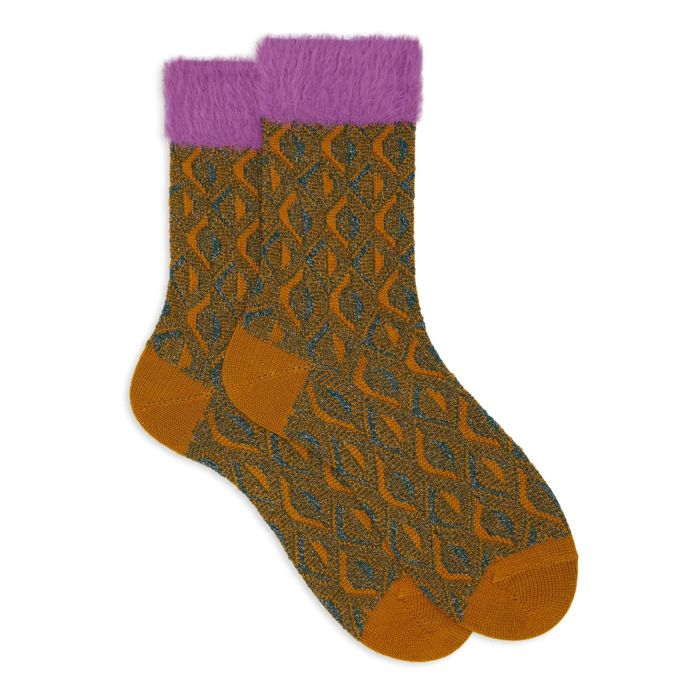 Gallo Korte gele dames en sokken met sprankelend geometrisch motief Multicolor Dames