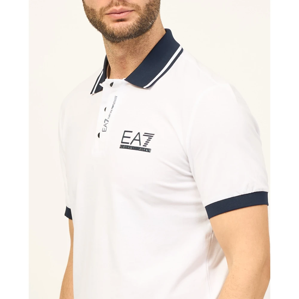 Emporio Armani EA7 Witte Katoenen Poloshirt met Logo White Heren