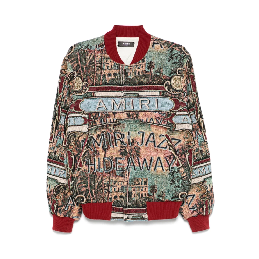 Amiri Beige Baseball Kraag Jas Multicolor Heren