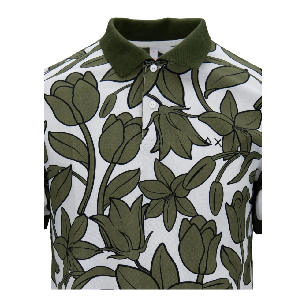 Sun68 Heren Bloemen Polo Shirt met Knoop Multicolor Heren