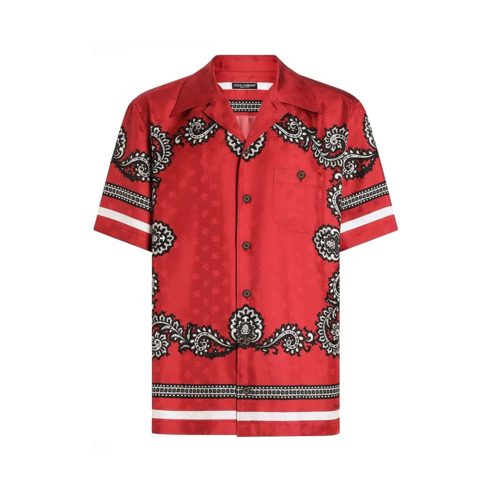 Dolce & Gabbana Rode gestreepte shirt met zak Red Heren