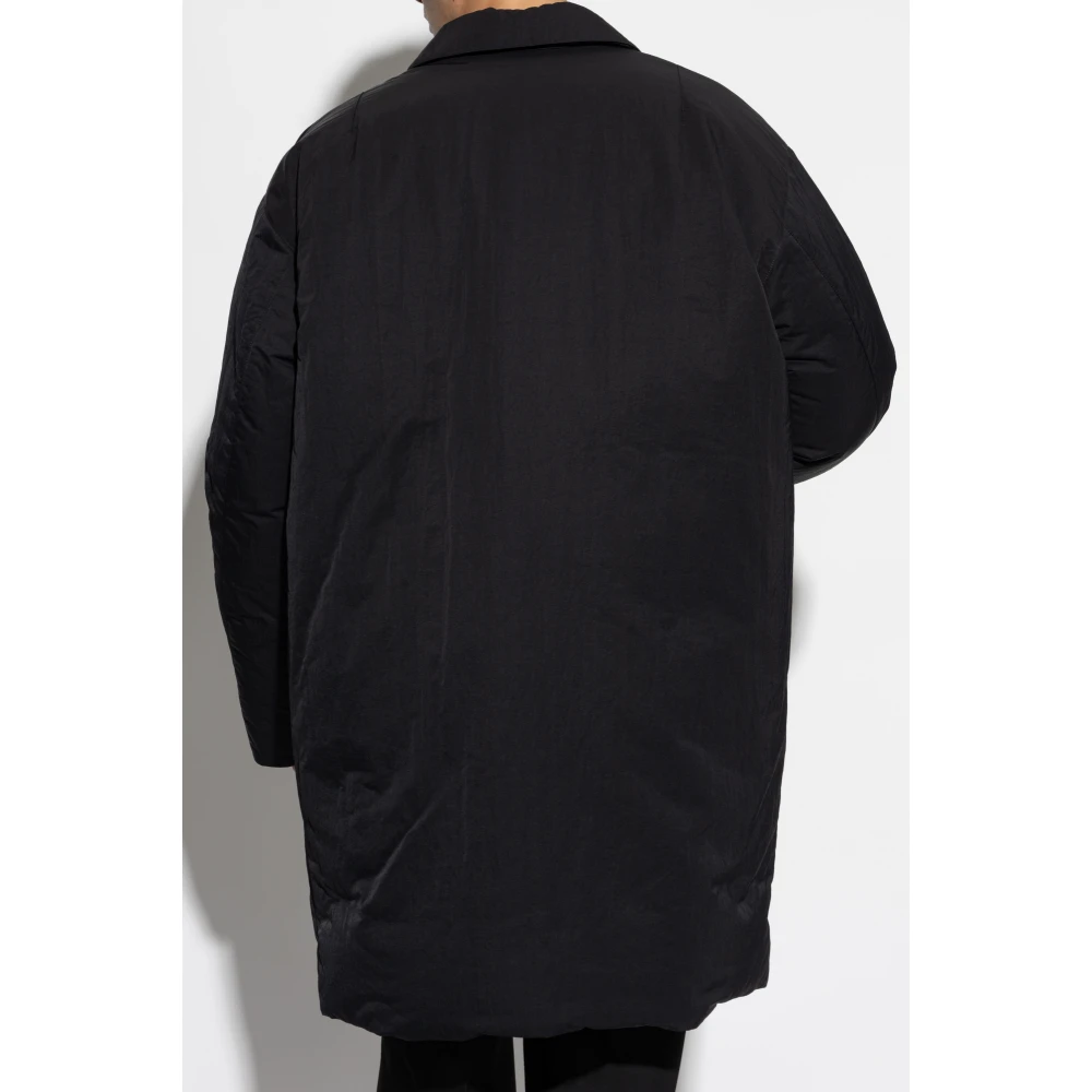 Bottega Veneta Donsjack met afneembare leren kraag Black Heren