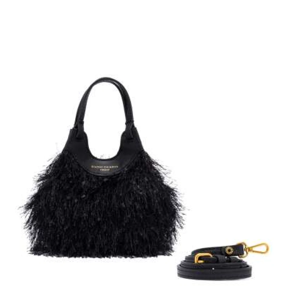 Gianni Chiarini Fringed Fabric Tote Bag Black Dames