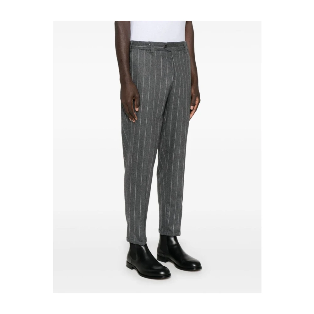 PT Torino Grijze Wollen Pinstripe Broek Gray Heren