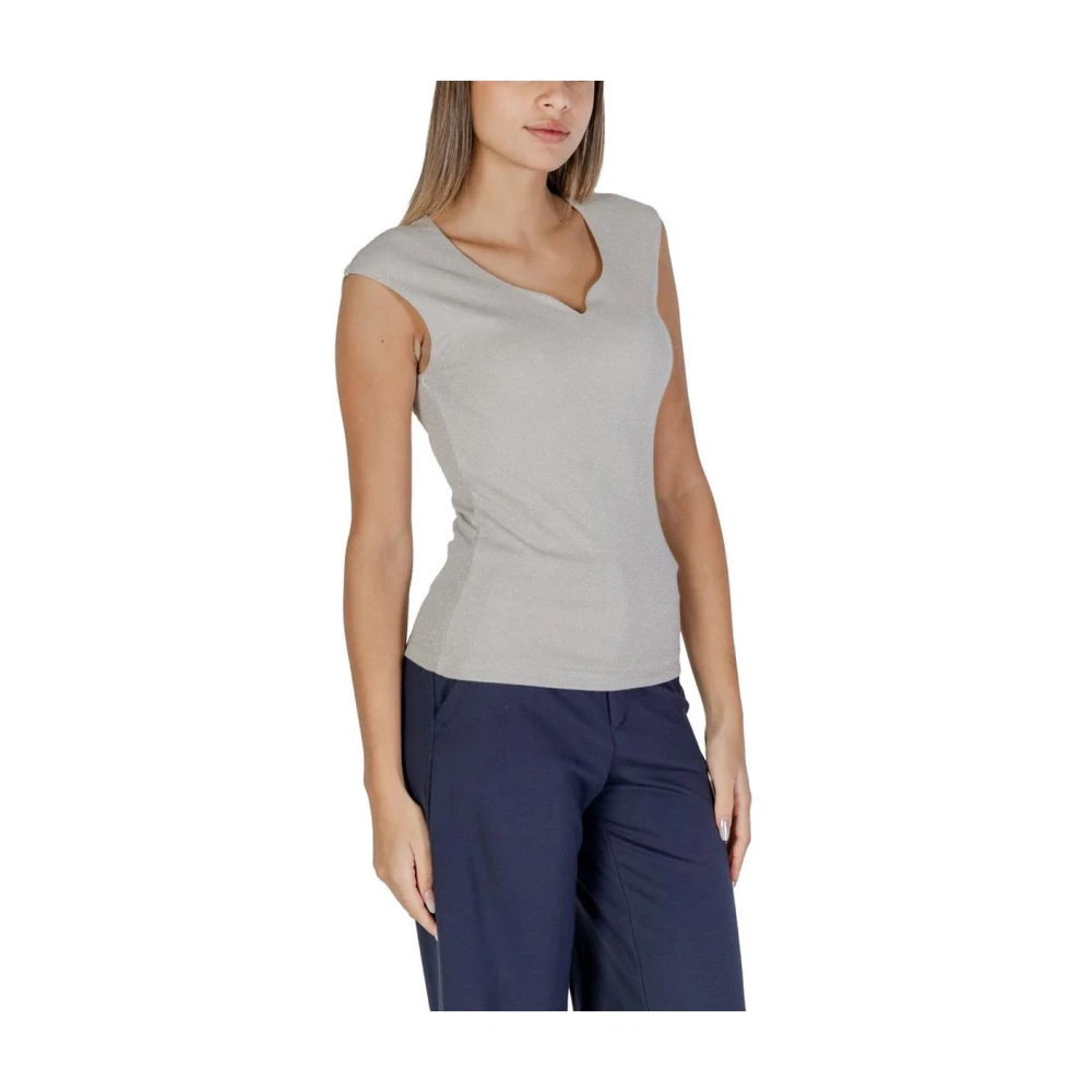 Street One Zilveren V-hals Gebreide Top Gray Dames