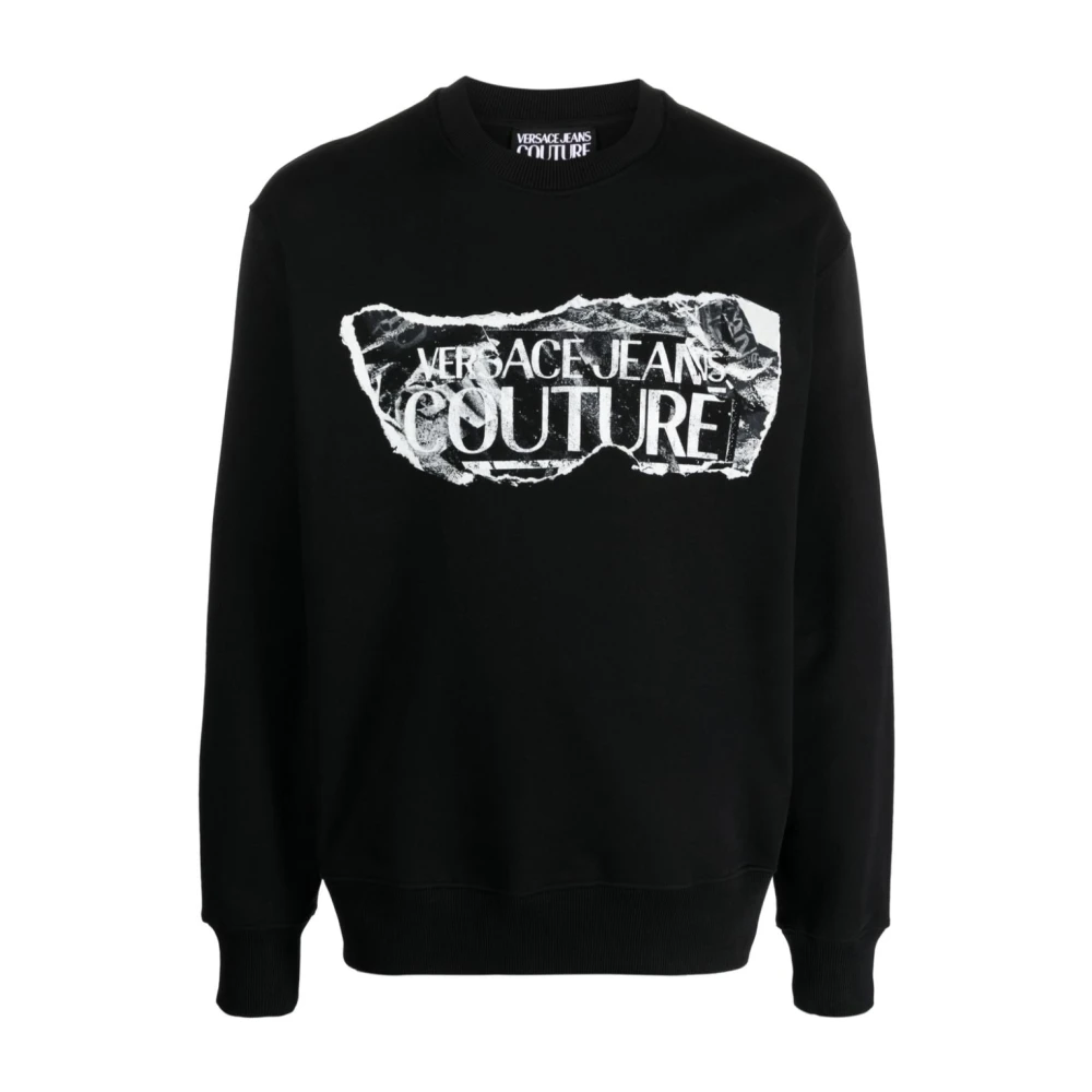 Versace Jeans Couture Zwart Logo Sweatshirt met Ronde Hals Black Heren