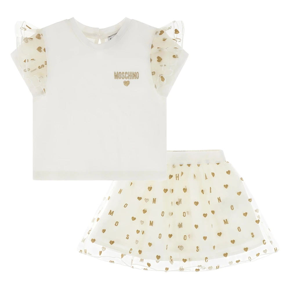 Moschino Women's Ivory Heart Skirt Set In