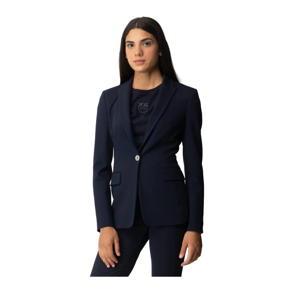pinko Elegante Viscose Blend Jas Blue Dames