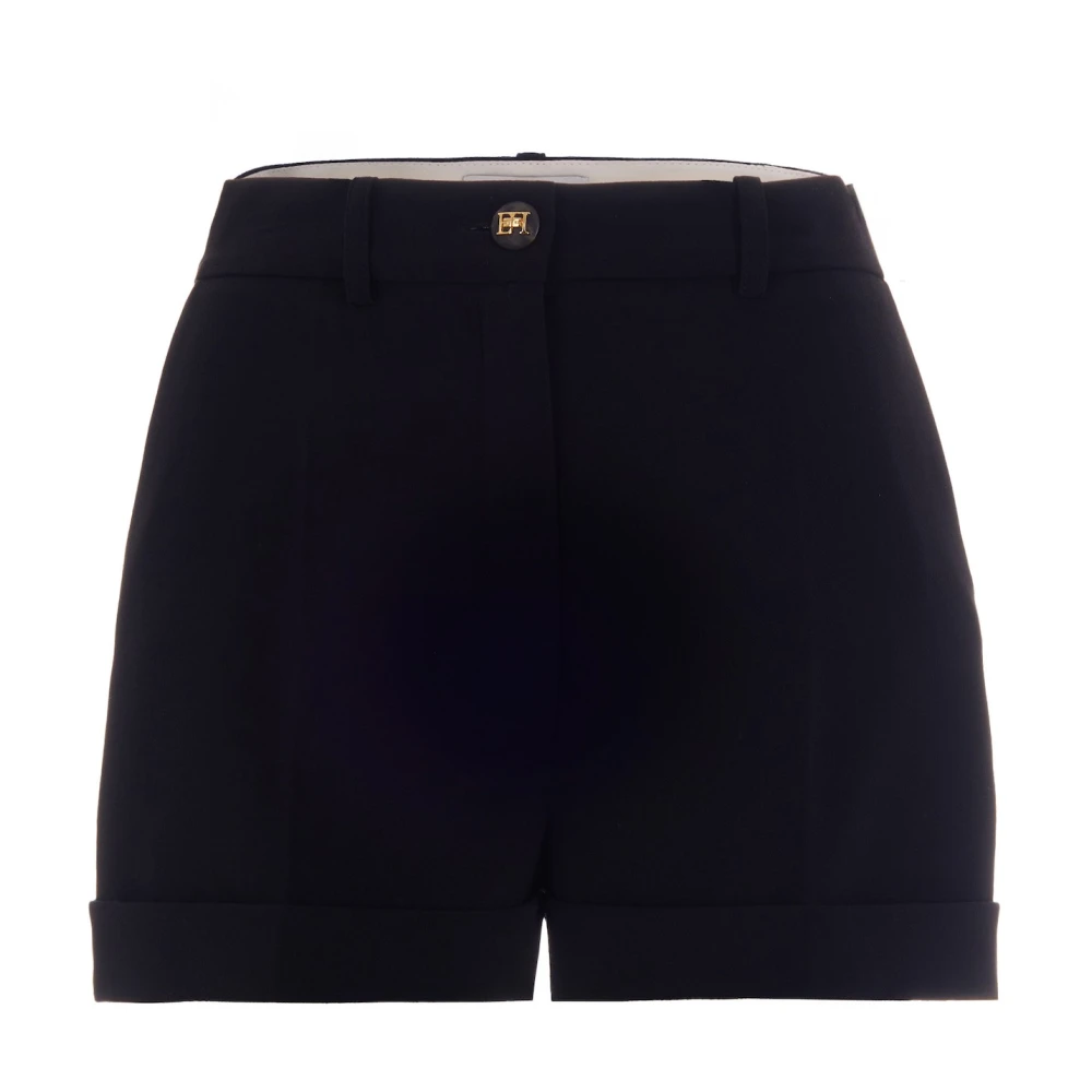 Elisabetta Franchi Black Short Shorts, Female, L, Shorts In Lightweight Crêpe