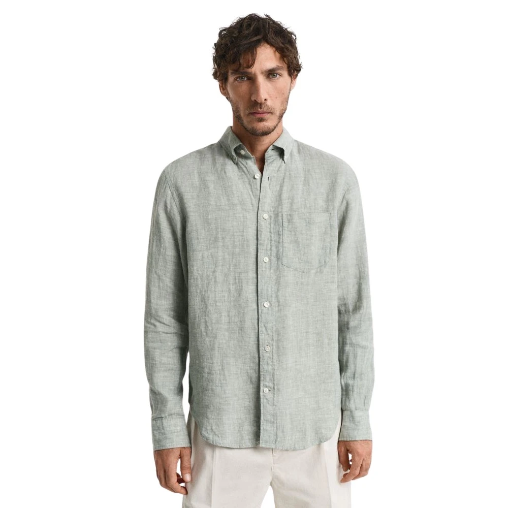 Gant Men's Green Casual Shirts, M, Elegant Linen Shirt