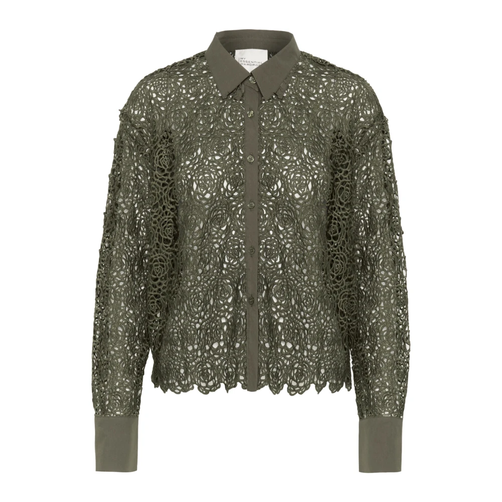 My Essential Wardrobe Geborduurde Sea Turtle Shirt Blouse Green Dames