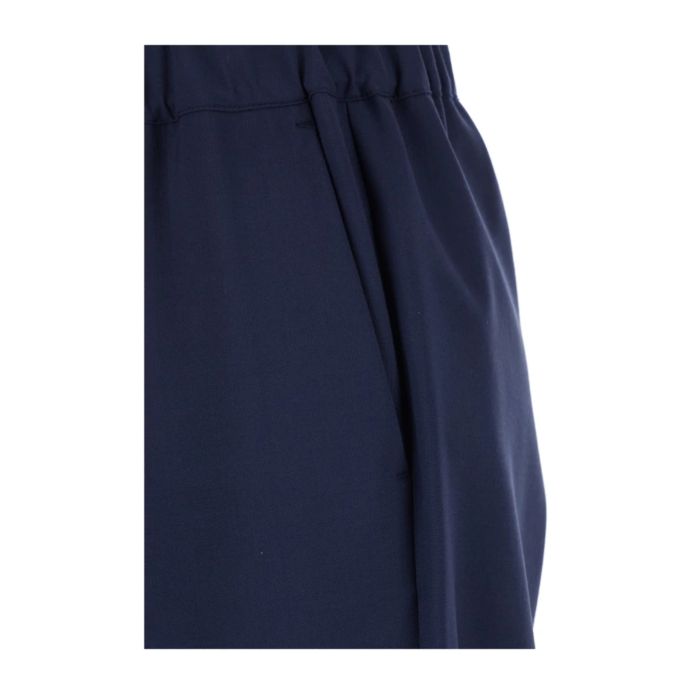 Semicouture Blauwe Broek met Trekkoord van Wolmix Vrouw Blue Dames