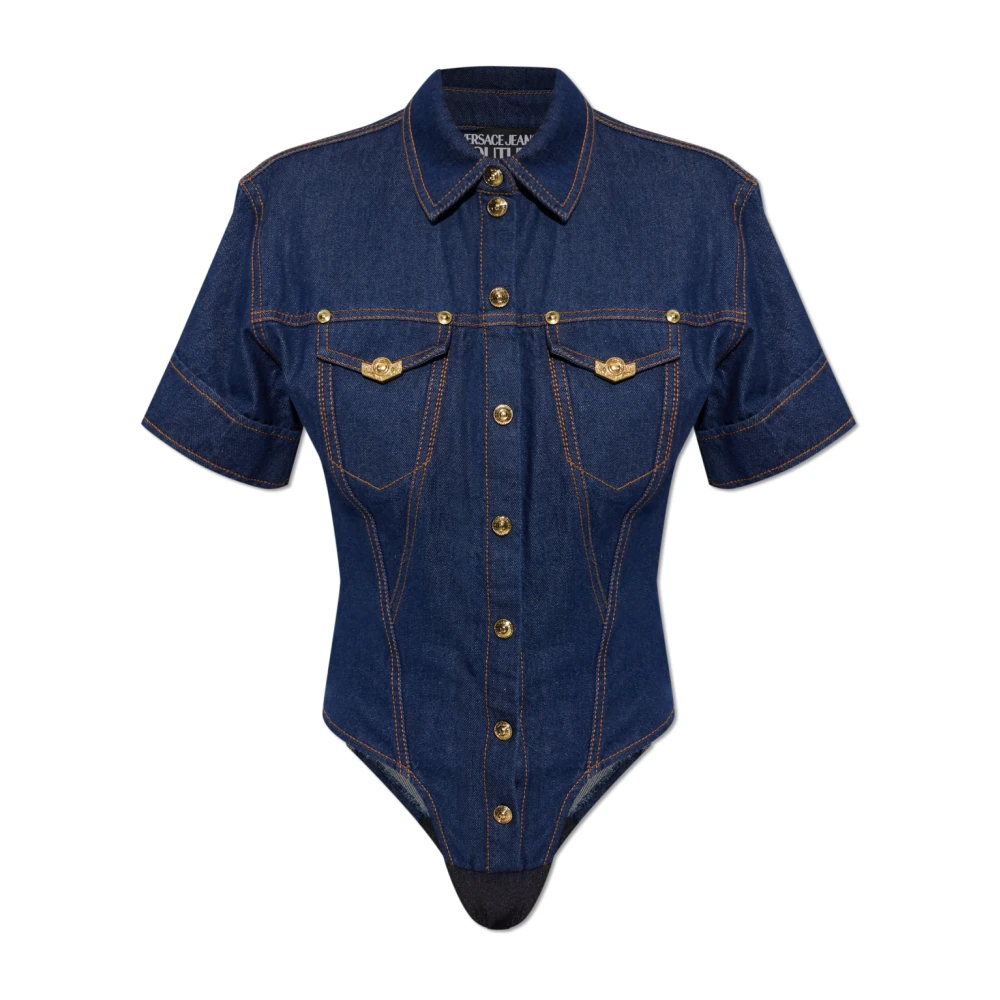 Versace Jeans Couture Donna Blu Top, Xs, New,