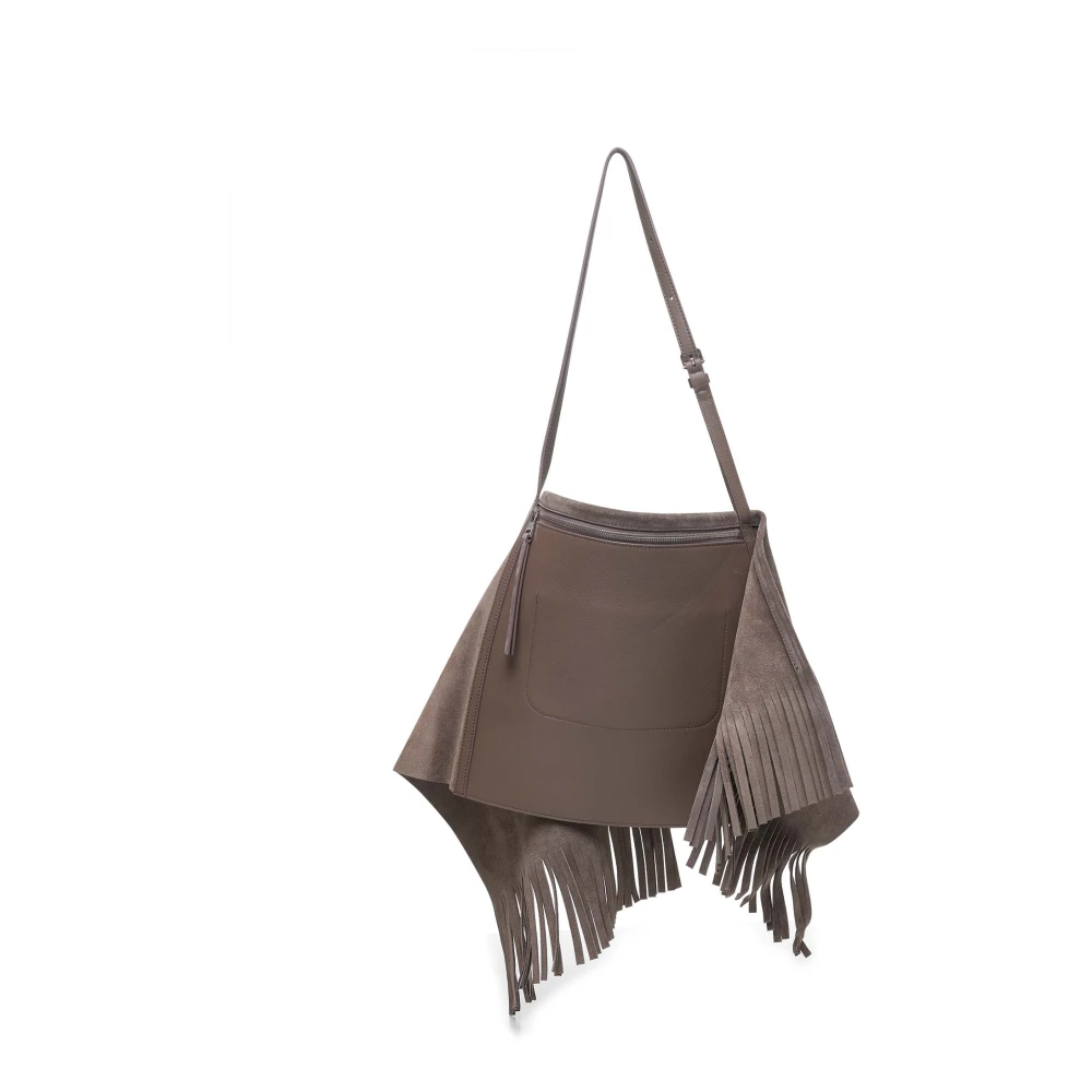 JW Anderson Leren schoudertas met franjedetails Gray Dames