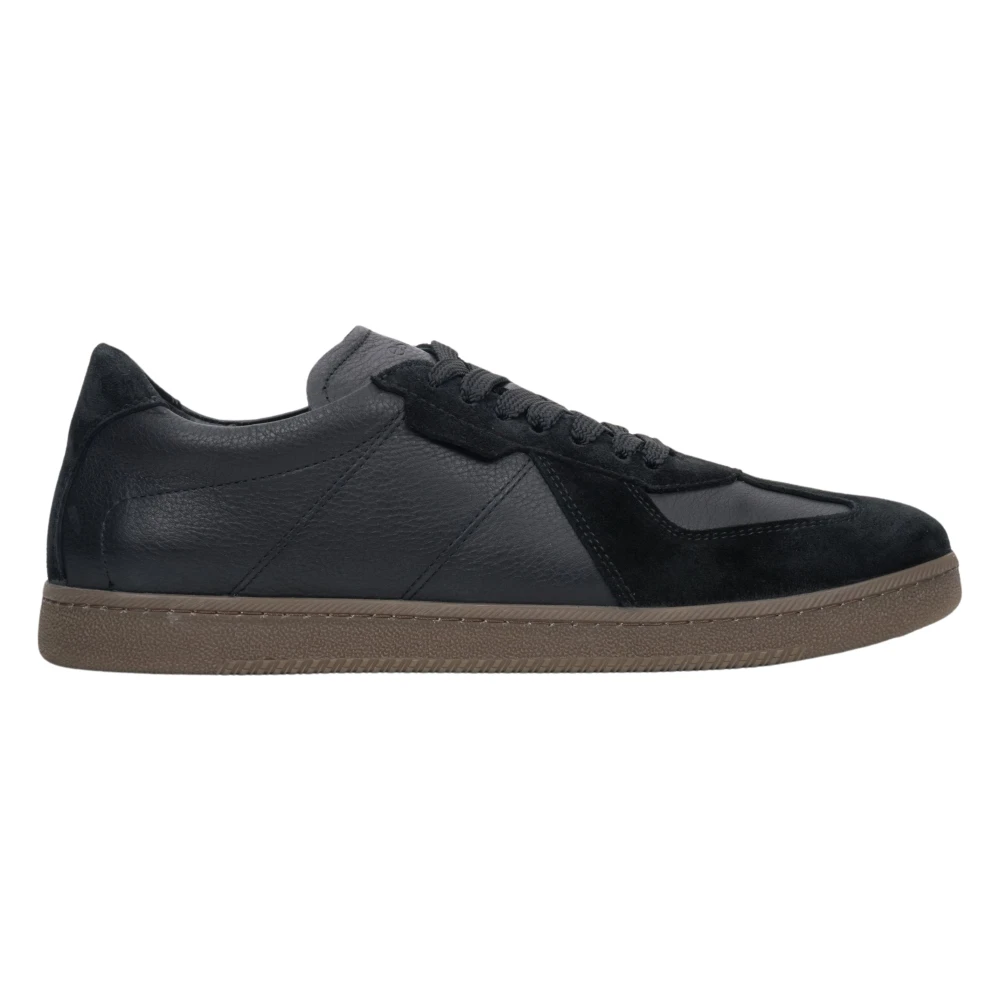 Estro Men's Black Sneakers Made Of Premium Italian Genuine Leather And Velour Er00118043