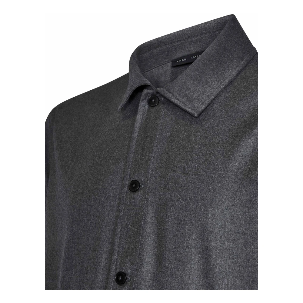 Low Brand Grijze Flanellen Overshirt met Klassieke Kraag Gray Heren