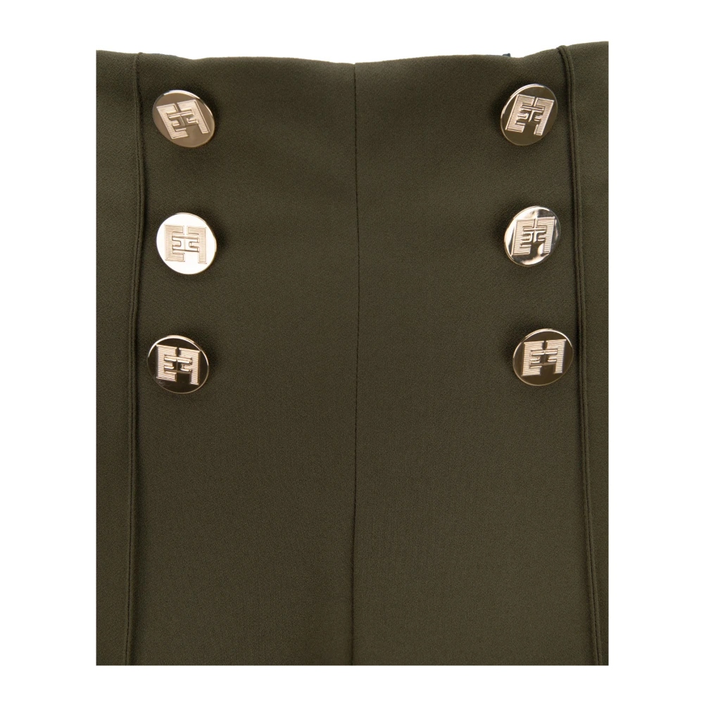 Elisabetta Franchi Wijde Pijp Rits Haak Broek Green Dames