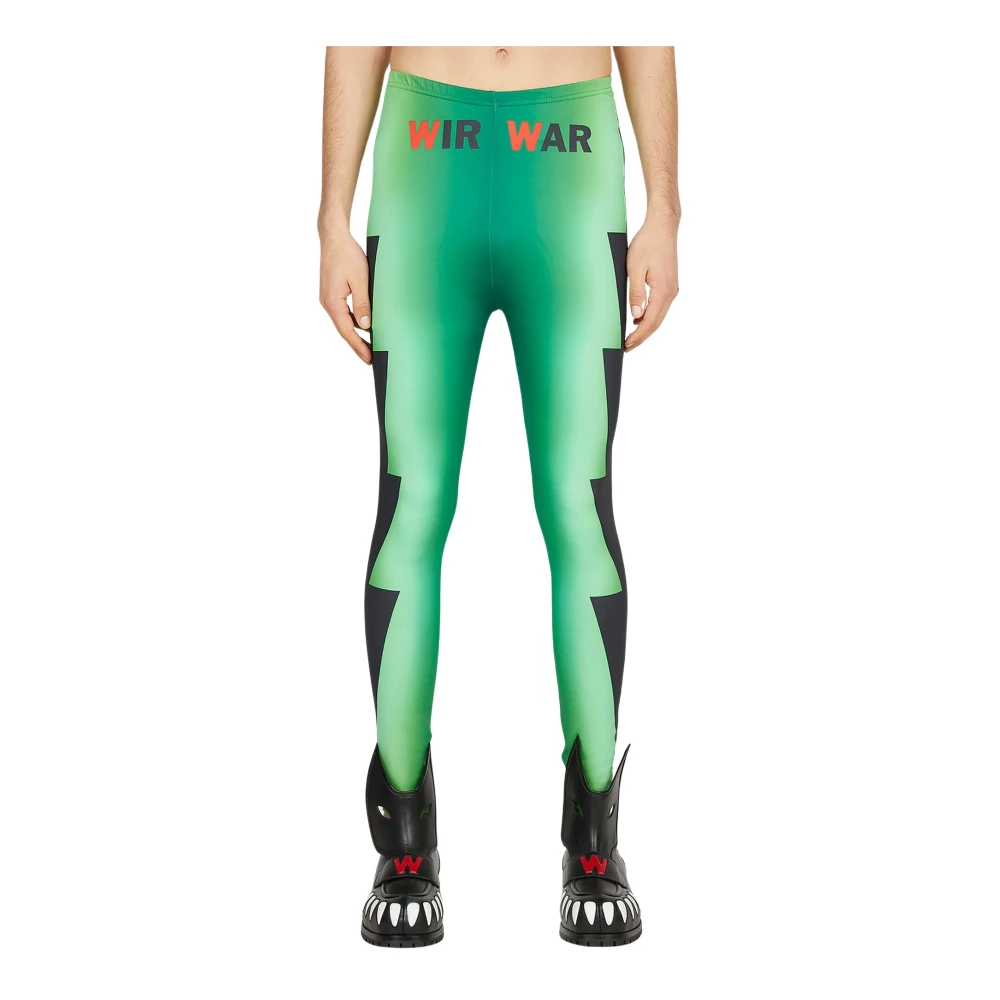 Walter Van Beirendonck Green Skinny Trousers, Male, L, Sun Leggings