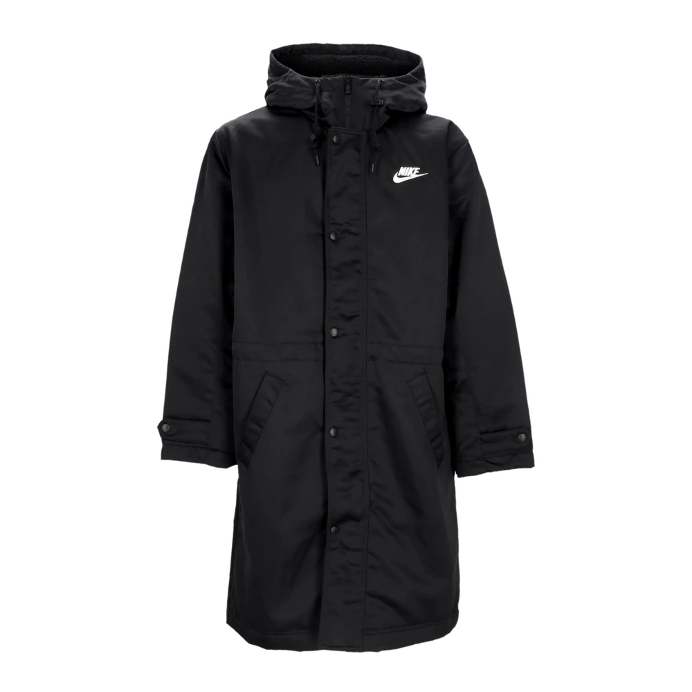 Nike Men's Black Outdoor, M, Sherpa Lined Hood Long Jacket