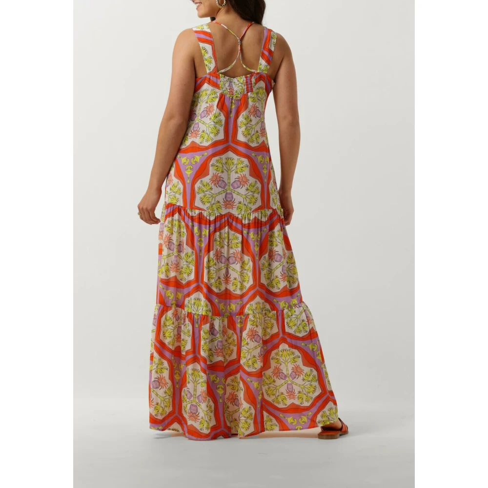Pom Amsterdam Oranje Midi Zomerjurk Strap Marrakesh Multicolor Dames