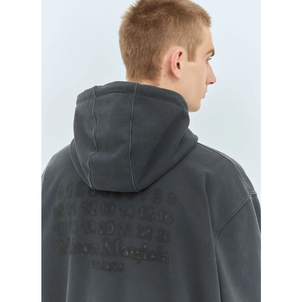 Maison Margiela Logo Print Hoodie van Katoenen Jersey Black Heren
