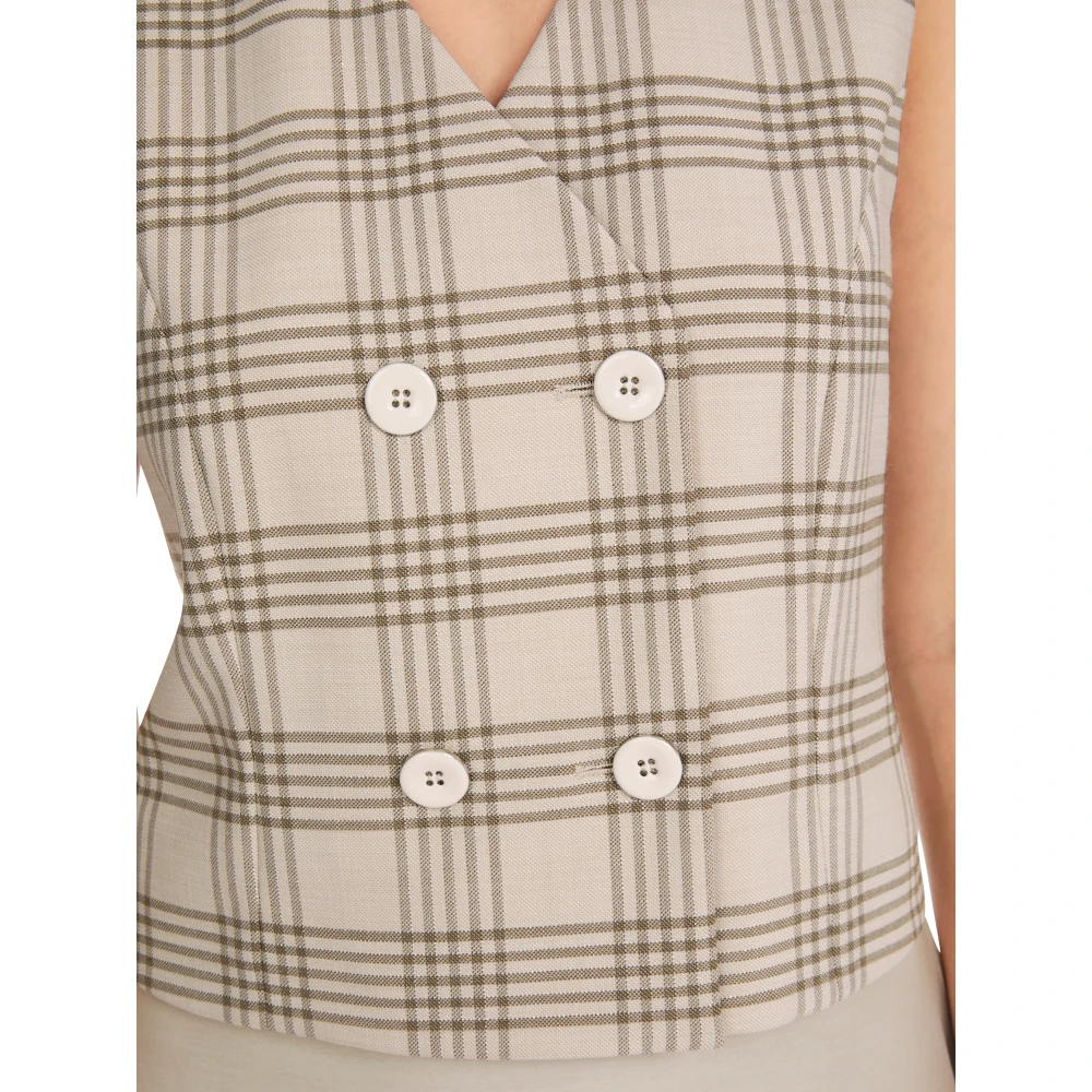 Marc Cain Geruite vest met Lurex-details Green Dames