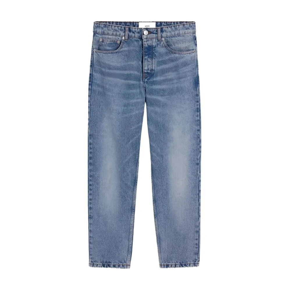 Ami Paris - Blue Tapered-Fit Cotton Jeans Blue - : 33 - For Size 33 Mainmaterial:cotton Pocketlining:polyester/Cotton,Mainmaterial:cotton Pocketlining:polyester/Cotton Men's - Image 2
