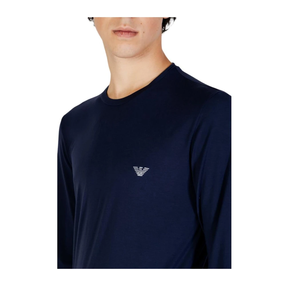 Emporio Armani Blauw Modal Blend Stretch Shirt Blue Heren