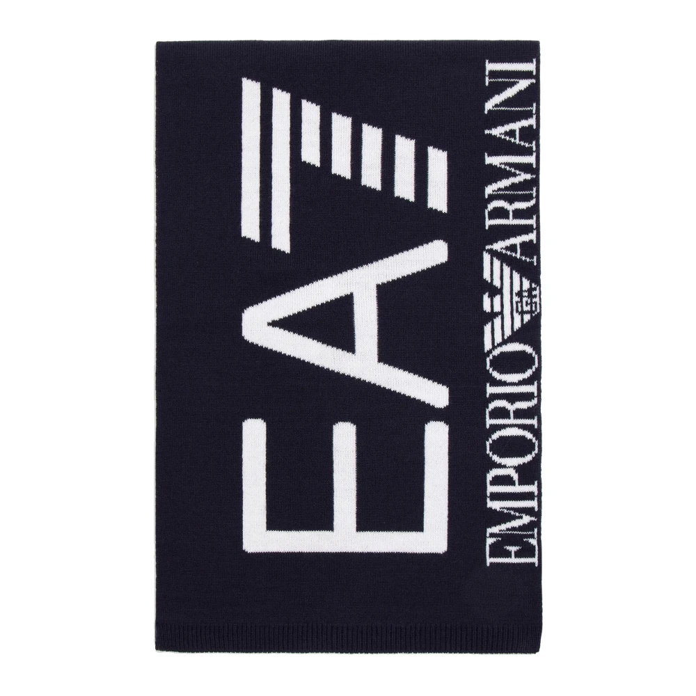 Essentiel Blå Tørklæde med Jacquard Logo