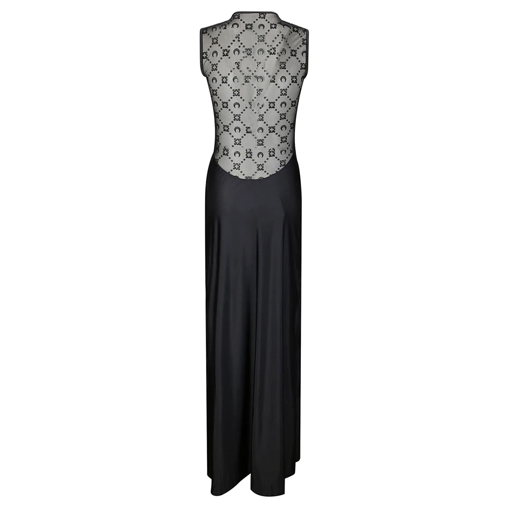 Marine Serre Jersey Tank Jurk met Gedrapeerd Stijl Black Dames